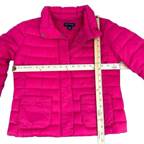 Lands' End Down Puffer Jacket Sz XS 2-4 Hot Pink Packable Cropped Pockets - Picture 10 of 12